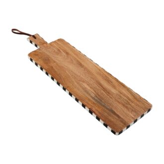 Elegant 26x8" Mango Wood Bistro Board with Checkered Edge Design
