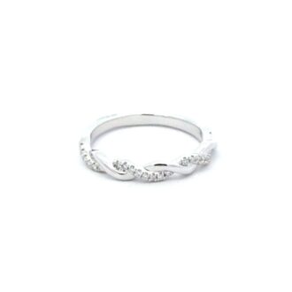 Twisted Wedding Band with .10ctw Round Diamonds in 14k White Gold