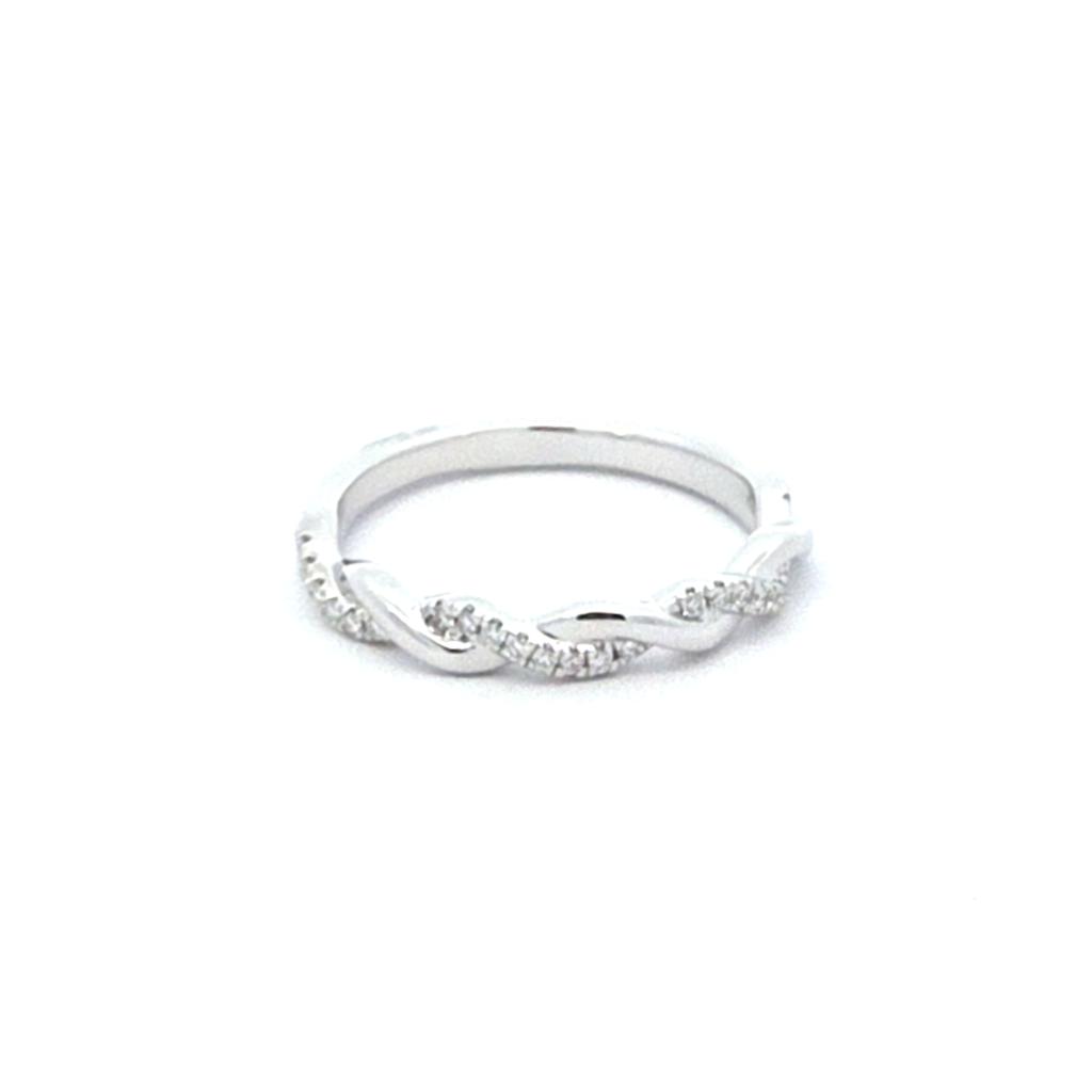 Twisted Wedding Band with .10ctw Round Diamonds in 14k White Gold