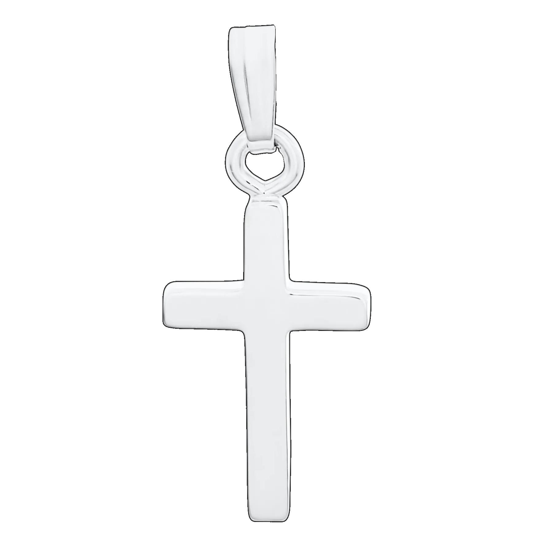 Square Edge Cross Pendant Sterling Silver Plain Polished