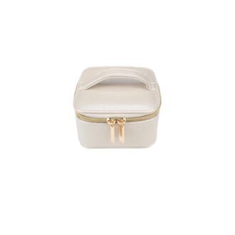 Pearl White Zippered Jewelry Travel Case with Pouch