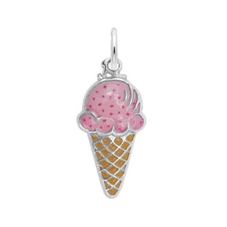 Rembrandt Enamel Ice Cream Cone Charm, Sterling Silver