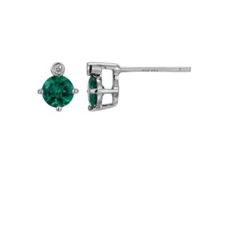 Sterling Silver May Birthstone Emerald Stud Earrings