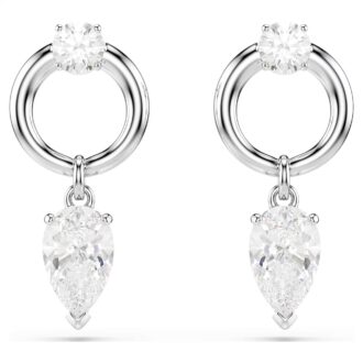 Swarovski Mesmera drop earrings - Pear cut, White, Open Circle Design