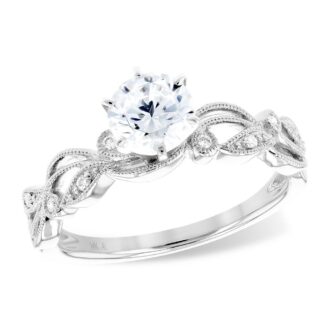 1ct Cushion Diamond Milgrain Engagement Ring 14k White Gold