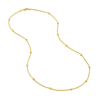 14K Yellow Gold 1.35mm Beaded Popcorn Station Necklace