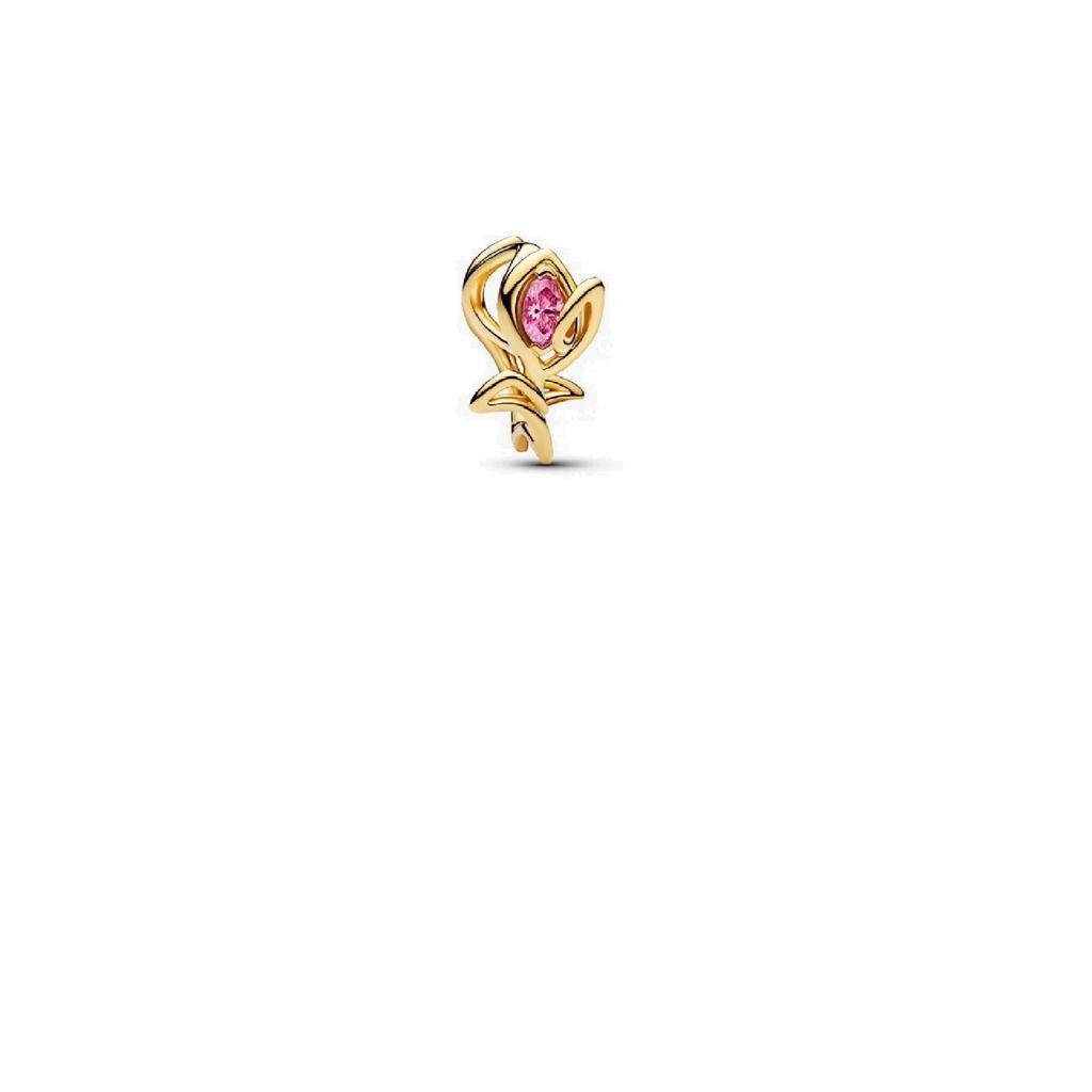 Pandora 14K Gold-Plated Pink CZ Tulip Charm
