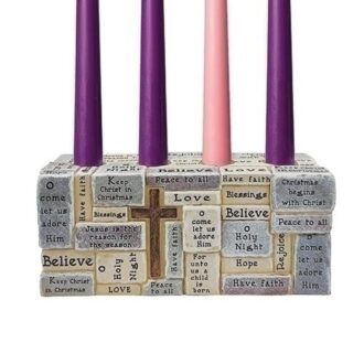3.25" Advent Crossword Blocks Candle Holder