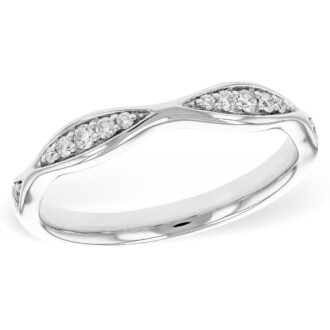 Wave Pattern Wedding Band with .12ctw Round Diamonds in 14k White Gold