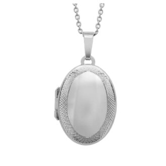 Sterling Silver 23mm Oval Etched Locket with 16-18" Chain