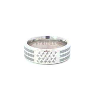 Men's 8mm Stainless Steel Stars & Stripes Wedding Band