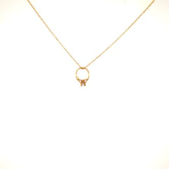 10k Yellow Gold Aquamarine Birthstone Charm w/Chain