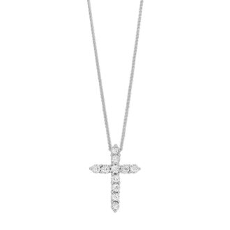 Cross Necklace with .62ctw Round Diamonds in 14k White Gold