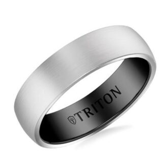 Triton Men's 6mm Black & Gray Tungsten Carbide Wedding Band