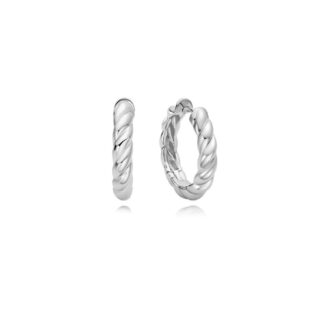 Ania Haie Silver Twist Huggie Hoop Earrings