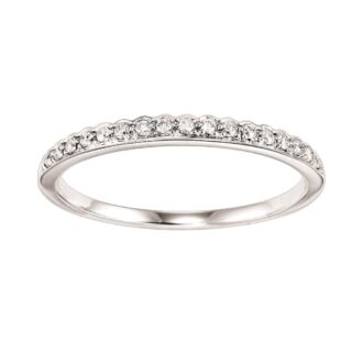 Scalloped Pave Diamond Stackable Ring .13ctw 10k White Gold