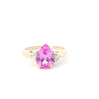 Pre-Owned 14K Yellow Gold Pink Sapphire & Diamond Ring