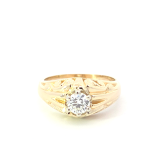 Pre-Owned 14K Yellow Scrollwork Ring, 0.33ct Round Diamond