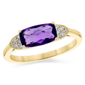 Amethyst & .08ctw Diamond Fashion Ring in 14k Yellow Gold