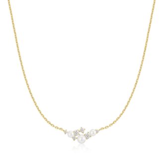 Ania Haie Yellow Gold-Plated Pearl & CZ Cluster Necklace