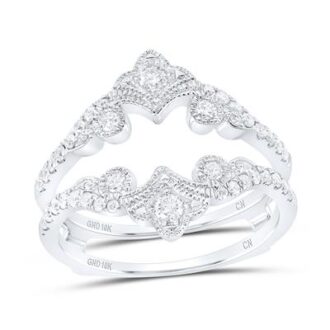 Crown Shaped Jacket Ring with 0.5ctw Round Diamonds in 10k White Gold