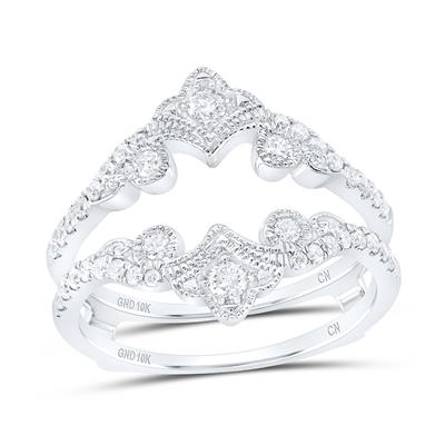 Crown Shaped Jacket Ring with 0.5ctw Round Diamonds in 10k White Gold