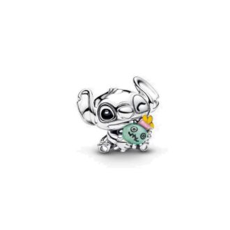 Pandora Disney Stitch & Scrump Green Murano Glass Charm