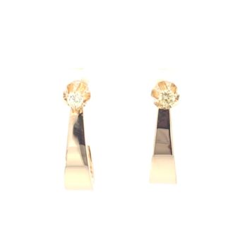 Pre-Owned 14K Yellow Gold 0.20ctw Diamond Studs with J Ear Jackets