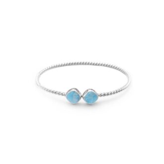 Stainless Steel 7x7 Cushion Larimar Twisted Bangle Bracelet