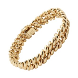 14K Yellow Gold 11.5mm Double San Marco Bracelet, 7.5 Inch