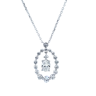 Dangle Pendant with 1.37ctw Oval Lab Grown Diamonds in 14k White Gold