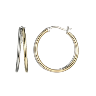 Elle "Simpatico" 24mm RP/YGP Hoop Earrings in Sterling Silver