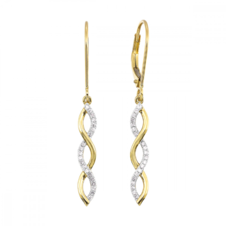 Infinity Dangle Earrings with 1/7ctw Round Diamonds in 10k Yellow Gold