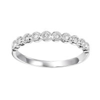 Milgrain Bezel Stack Ring with .10ctw Round Diamonds in 10k White Gold