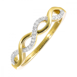 Twist Band Fashion Ring with .10ctw Round Diamonds in 10k Yellow Gold