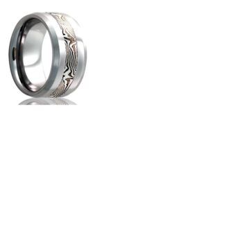 Men's 8mm Tungsten Carbide Wedding Band with Mokume Gane Inlay