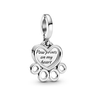Hearts & Paw Print Dangle Charm