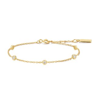 Ania Haie Bezel CZ Station Bracelet in Yellow Gold Plating