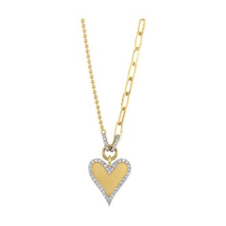 Heart Halo Necklace with .14ctw Diamonds in 14k Yellow Gold