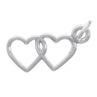 Rembrandt Double Heart Charm in Sterling Silver