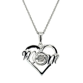 Rhythm of Love Mom Heart Diamond Pendant in Sterling Silver