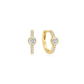 Ania Haie Yellow Gold-Plated Pavé CZ Huggie Hoop Earrings