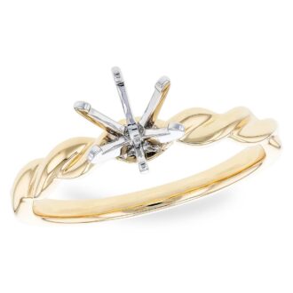 14K Yellow Gold Twist Semi-Mount Ring for 1.5ct Round