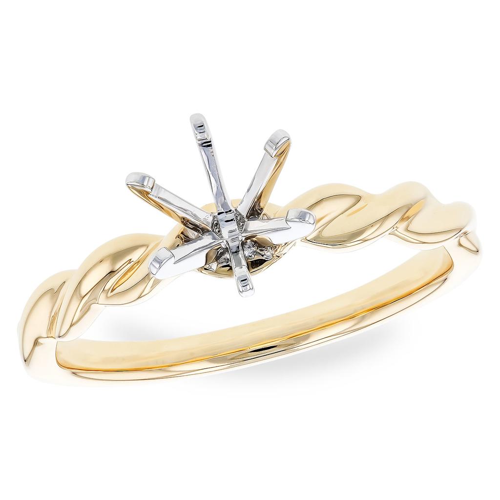 14K Yellow Gold Twist Semi-Mount Ring for 1.5ct Round