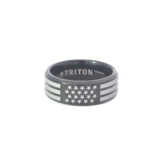 Triton Black Tungsten Stars & Stripes Wedding Band