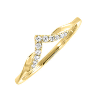 "V" Shaped Fashion Ring with .08ctw Round Diamonds in 10k Yellow Gold