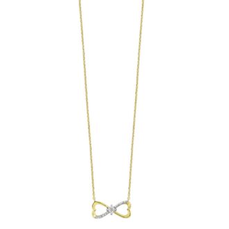 Heart Infinity Diamond Necklace .05ctw 10k Yellow Gold 18in