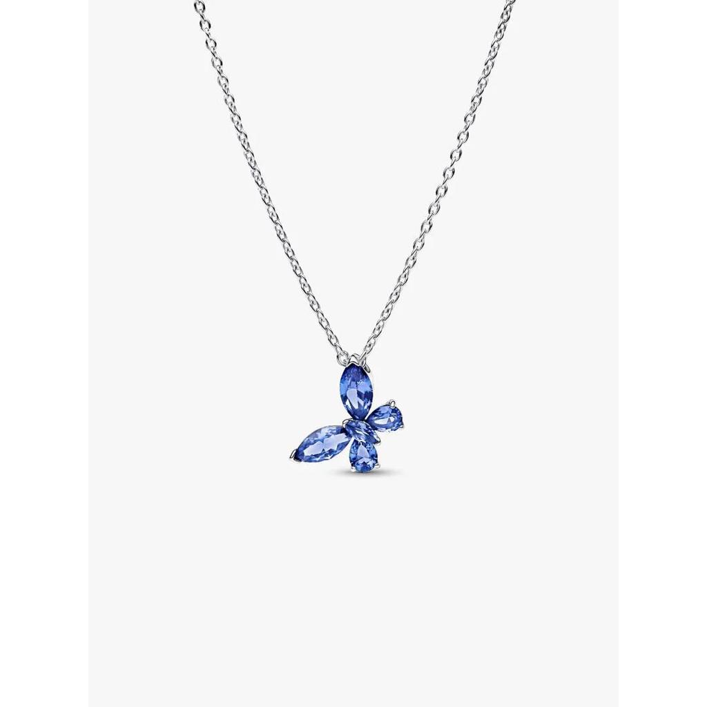 Pandora Butterfly Blue Crystal & CZ Necklace