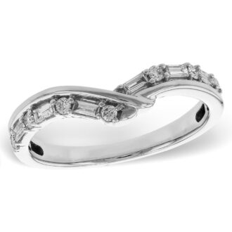 Curved Enhancer Ring .39ctw Round & Baguette 14k White Gold