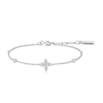 Ania Haie Silver Sparkling Clover Station Bracelet